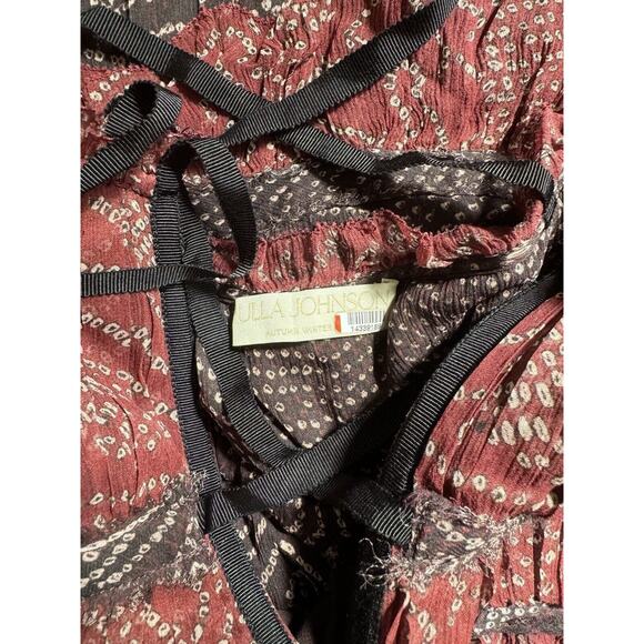 Ulla Johnson Agathe Ruffled Tiered Silk Strappy Knee Length Dress Size 8 - Picture 7 of 8